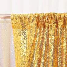 2 Panels 2ftx8ft Sequin Backdrop Curtain Wedding Ceremony Background Backdrop Glitter Shimmer Fabric Gold Backdrop Drapes,Christmas - Gold - View 3
