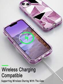 Electroplate Marble Design Painted Three-proof Phone Case With Precision Holes, Comes With Tempered Glass Film, Compatible With Apple - Multicolor - View 3