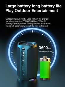 ZEALOT便攜式無線5.2揚聲器20W lautder的無線揚聲器，6小時播放時間，3600mAh電池，無線立體聲雙重配對，RGB燈光和TF插槽，IP67防水，非常適合海灘和游泳池使用 - 黑色 - 查看 10