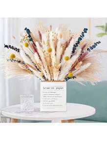 50PCS White Rabbit Tail & Pampas Grass Bouquet - Perfect For Diy Flower Arrangement, Wedding, Home Decor, Etc!, Valentine Day, Gift Gifts Birthday Graduation - Multicolor - View 5