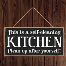 Kitchen Decoration, A Self-Cleaning Wall Art For Kitchen, Decorative Wood Sign Home Decor,Home Decor ,Room Decor,Wall Decor Gifts Birthday Graduation