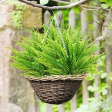 1束人造植物,人造波士頓蕨綠色戶外uv防護不褪色,假塑料植物花園門廊窗口裝飾 - 綠色 - 查看 6