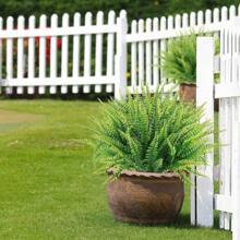 1束人造植物,人造波士頓蕨綠色戶外uv防護不褪色,假塑料植物花園門廊窗口裝飾 - 綠色 - 查看 11