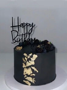 黑色亚克力创意蛋糕装饰插牌，甜点烘焙装饰品 - 黑色 - 查看 1