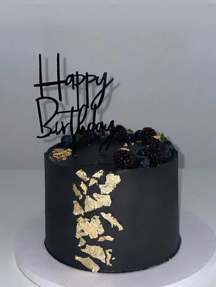 黑色亚克力创意蛋糕装饰插牌，甜点烘焙装饰品 - 黑色 - 查看 1