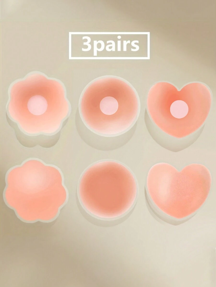 3對薄款透氣矽膠乳貼,胸墊,乳貼,乳頭貼 - 杏色 - 查看 1