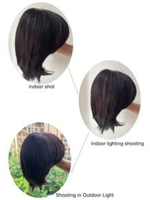 Sucré Et Mignon Court Cheveux Frange Elfe Tondu Naturel Noir Chimique Fibre Résistant À La Chaleur Perruques Femme Usage Quotidien Mode Perruques Naturel Cheveux - Noir - Voir 5