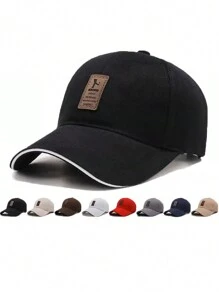 1 件装男士棒球帽嘻哈潮流弧形帽檐帽子高尔夫帽卡车司机帽街头服饰 - 黑色 - 查看 7