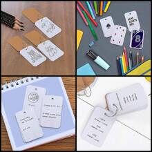 50 张/套白色索引卡带活页夹环，2.2 X 3.5 英寸空白抽认卡，牛皮纸抽认卡带活页夹环，适用于办公室、学校、书签、学习、食谱卡（白色） - 白色 - 查看 2