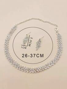 1 件女士三串闪亮锆石水钻项链，银色，适合度假、正式晚会 - 銀色 - 查看 4