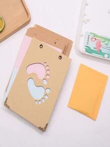 Album tự làm tiệc mừng em bé, album ảnh in, sổ lưu bút, sổ lưu bút giấy kraft hình voi có chữ ký, thiệp tư vấn, trang trí tiệc sinh nhật, quà tặng lễ Phục sinh cho tiệc mừng em bé, đồ dùng cho bé gái/bé trai - Màu vàng - Xem 6