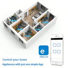 QIACHIP 1 Unidad Interruptor Inteligente Wifi Compatible Con La Aplicación Ewelink, Funciona Con El Control De Voz De Alexa - Albaricoque - Ver 5