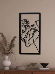 1 件簡約金屬牆壁藝術畫美麗的女人和玫瑰適合家居客廳臥室裝飾