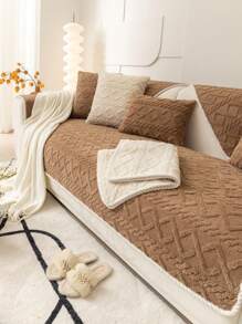 1 pièce En Peluche Coussin De Canapé + Taie D'oreiller Set , En Jacquard , Doux En Tissu Duveteux texture , Adapté Pour Toutes Les Saisons