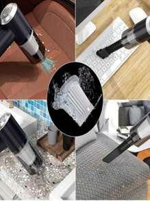 3 In 1 USB Rechargeable Mini Handheld Vacuum Cleaner, Powerful Suction For Home, Office, Car, Pet Hair - Black - View 2