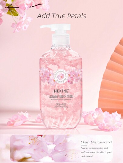 Sakura Petals Shower Gel: Long-lasting Fragrance, Hydrating & Moisturizing, Mild & Skin-friendly, Makes Skin Smooth & Silky; Contains Natural Flower Extracts, With Fresh & Natural Scent And Rich Foam That's Easy To Clean. Two Available Sizes: 500ml For Home & 100ml For Travel.