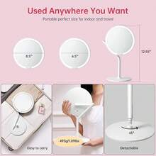 AMIRO Mate S Illuminated LED Makeup Mirror, 8 Inch Rechargeable Adjustable Brightness Makeup Mirror, Memory Function, Touch Screen Control, 180° Rotation, Detachable 5x Magnifying Mirror, Home Portable Travel Mirror, White - White - View 7