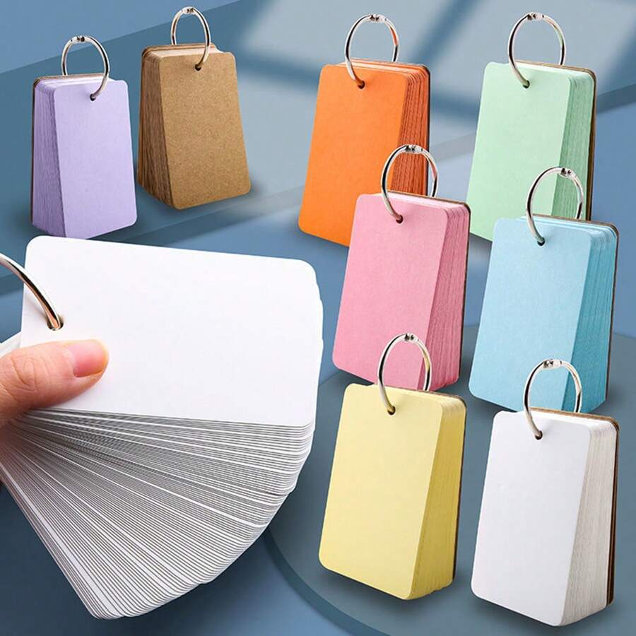 50 张/套白色索引卡带活页夹环，2.2 X 3.5 英寸空白抽认卡，牛皮纸抽认卡带活页夹环，适用于办公室、学校、书签、学习、食谱卡（白色） - 白色 - 查看 1