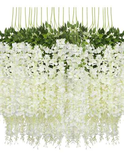 SHEANDFLORA 12個パック 藤の花 造花 藤吊り花 つる フェイクフラワー シルク藤ガーランド フェイク藤ストリング 結婚式 庭 壁装飾 ( | 藤ハンギングフラワー 12個パック 造花 フェイク藤のつる 籐 ハンギングガーランド シルクフラワー ストリング パーティー 自宅  壁 緑 ウェディング装飾 (ライトピンク) | HanYun | 造花 通販