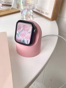 1 Đế sạc đế silicon màu hồng đơn giản Tương thích với Apple Watch Series 8/7/6/Se/5/4, Tương thích với Apple Watch 45/44/42/41/40/38mm Làm quà tặng cho học sinh đi học trở lại - Hồng - Xem 7