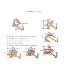 6 件裝 20g 女式女孩鼻環,l 型鼻環鼻釘鼻螺絲 316l 不銹鋼鼻穿孔首飾男式女式