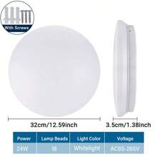 1 件裝 12w/24w/36w 嵌入式 Led 吸頂燈,85-265 電壓,超薄 9.8-15 英寸,6000k 日光,不可調光吸頂燈表面安裝,適用於臥室、客廳、餐廳 - 白色 - 查看 7
