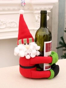 1pc Santa Claus & Snowman Wine Bottle Cover, Large Size Wine Bottle Decoration