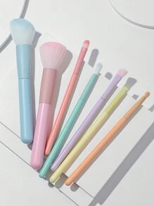 7pcs/Set Multicolor Macaron Makeup Brush Set, Including Powder Brush, Contour Brush, Blending Brush, Eyeshadow Brush And More, Ideal For Beauty Essentials