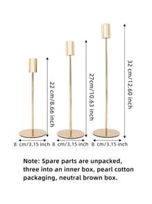 3 pezzi/set dorato stile europeo Supporto per candele, romantico cena tavolo Decorazioni, Decorazione di nozze - Dorato - Visualizzare 7