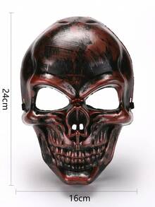 1pc Brown Unisex Skull Pattern Mask Suitable For Halloween Holiday And Daily Wear - Brown - View 2