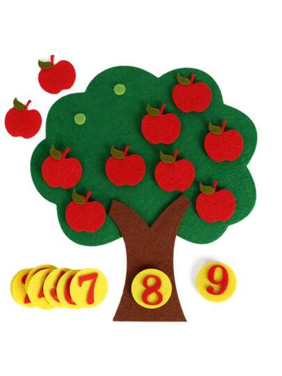 1 套毛毡和无纺布 DIY 蒙特梭利数学苹果树教育玩具材料适用于幼儿园、数字 1-10 学校、学生、文具、学校用品教育用品、教育玩具>儿童阅读游戏、自闭症