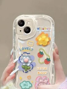 Accesorio para teléfono, brazalete con flor, funda de teléfono pintada suave y clara, compatible con iPhone, resistente al agua, a los golpes y a los arañazos - Multicolor - Ver 6