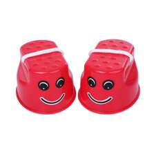 1 Par De Zapatos Zancos Con Cuerda Ajustable, De Plástico, Para Juegos De Entretenimiento En Interiores Y Exteriores - Rojo - Ver 1