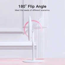 AMIRO Mate S Illuminated LED Makeup Mirror, 8 Inch Rechargeable Adjustable Brightness Makeup Mirror, Memory Function, Touch Screen Control, 180° Rotation, Detachable 5x Magnifying Mirror, Home Portable Travel Mirror, White - White - View 10