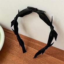 1入組13cm法式少女纖腰蝴蝶結頭帶,簡單甜美萬能髮飾 - 黑色 - 查看 1