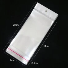 100 个透明自封粘性袋 OPP 袋塑料储物袋带挂孔适用于珠宝展示包装 - 無色 - 查看 25