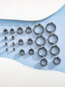 1pair Stainless Steel Color Detachable Double Flared Ear Tunnels Suitable For Women's Daily Wear