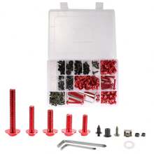 194入組通用機車m5 M6車身螺絲固定件套裝,適用於巡洋車、卡斯拉車、咖啡賽車、老派學院風、越野巡遊、摩托車等 - 紅色 - 查看 8