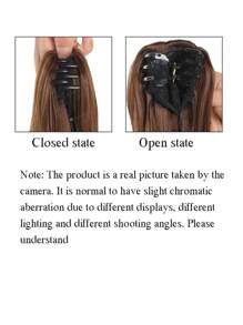 Tóc giả đuôi ngựa kẹp tổng hợp, tóc giả ngắn thẳng tự nhiên, tóc giả buộc đuôi ngựa màu đen/nâu cho nữ - Light Brown - Xem 4