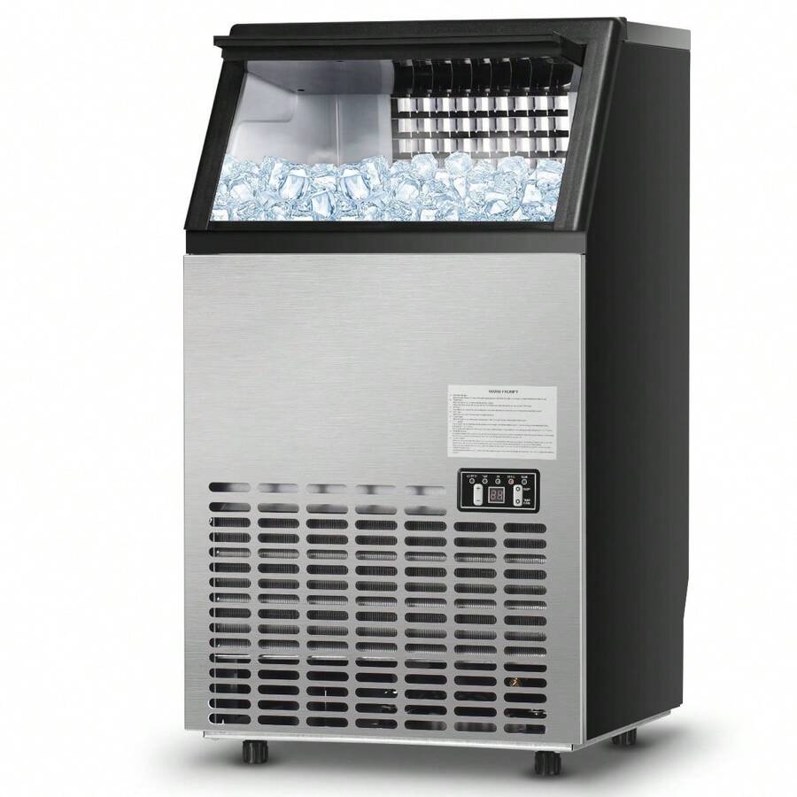 Lifezeal Built-In Stainless Steel Commercial 110Lbs/24H Ice Maker Portable Ice Machine - Black - View 1