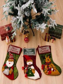 1pc Multicolor Reindeer, Snowman Decor Christmas Stocking Decoration - Multicolor - View 5