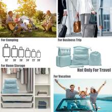 7 件/8 件套旅行收纳袋，衣服鞋子洗漱用品旅行收纳袋（米色、蓝色、灰色、粉色） - 藍色 - 查看 8