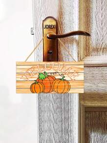 1 件欢迎南瓜木制挂墙标志，感恩节质朴木板挂墙标志装饰适用于秋季万圣节感恩节丰收家门装饰，悬挂牌匾装饰 6 X 12/4 X 8 英寸 - 彩色 - 查看 3