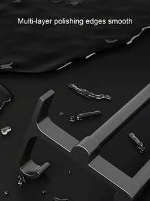 1入組鋁合金毛巾架,浴室不附帶打孔掛飾架,廁所洗手房間收納懸掛架,黑色簡約風格 - 黑色 - 查看 3