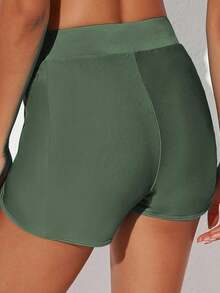 Green Swim Board Shorts with Pockets Beach Shorts for Women