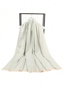 1 Pc Women's Cyan&Camel Herringbone Autumn and Winter Soft and Comfortable thick Cashmere Like all Fashionable Plain Scarf W71*L198CM 215g - Multicolor - View 5