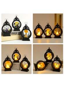 1個萬聖節南瓜燈幽靈節日產品,便攜式煤油燈,led彩色夜燈裝飾道具小驢燈 - 女孩圖案 - 查看 6