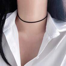 1 Miếng Đơn giản & Đúng mốt Toàn trận Đen chất liệu da PU Vòng cổ choker Đối với phụ nữ Với khóa Thiết kế , Thích hợp Đối với Mặc hàng ngày , Kim loại Không phai , Chiều rộng 0.5CM - màu đen - Xem 3
