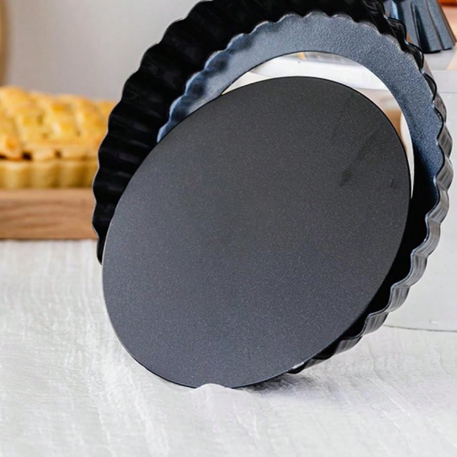 Lot De 2 Moules à Quiche Perforés 24 Cm Fond Amovible - Acier Au Carbone Antiadhésif - Pour Tartes, Pizzas