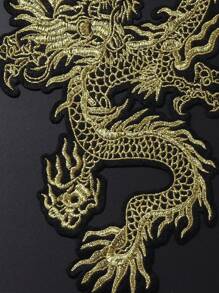 1入組帶有膠背的龍刺繡布貼,適用於羽絨外套、牛仔褲和手工藝品diy - 杏色 - 查看 3